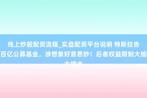 线上炒股配资流程_实盘配资平台说明 特斯拉告状百亿公募基金，涉想象好意思妙！后者权益限制大缩水